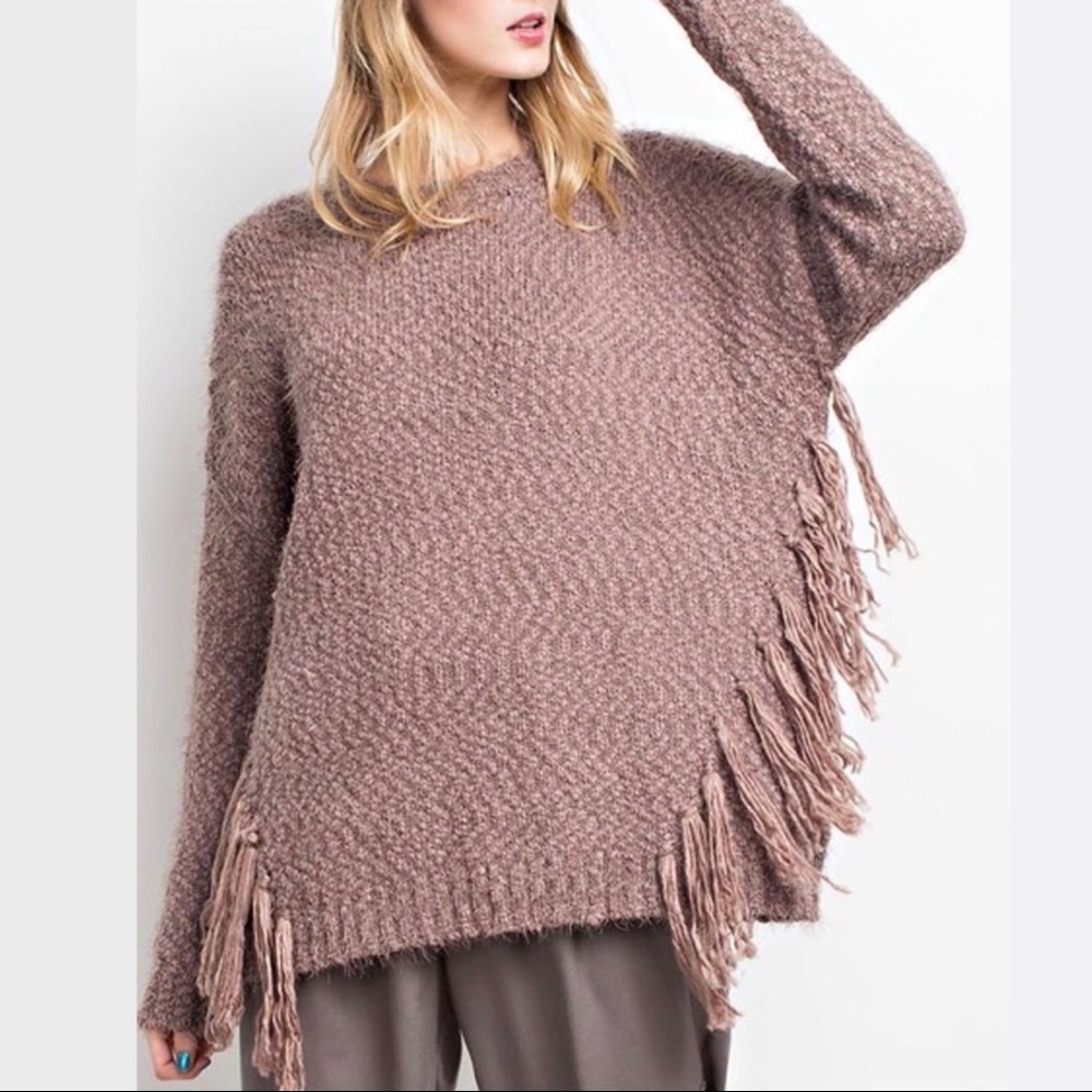Easel Fringe Trim Sweater